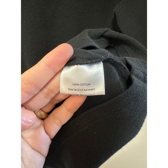 Eileen Fisher Black Cotton 3/4 Sleeve Scoop Neck Top Comfortable Casual, XL - Picture 4 of 6